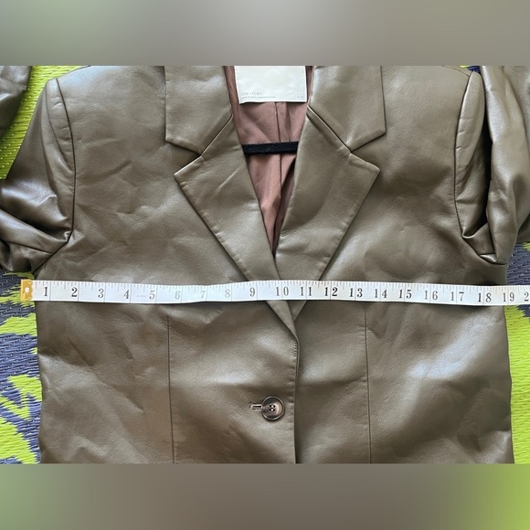 Oak and Fort Vegan Leather Blazer Dark Brown Size XS Oversized Fall Casual - Picture 10 of 11